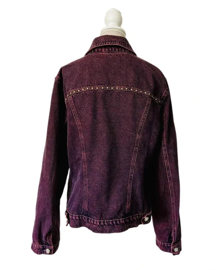 🖤🥀Veste en jean vintage 2000 bordeaux Y2K collector indie sleaze rock burgundy denim jacket🥀🖤 - photo numéro 6