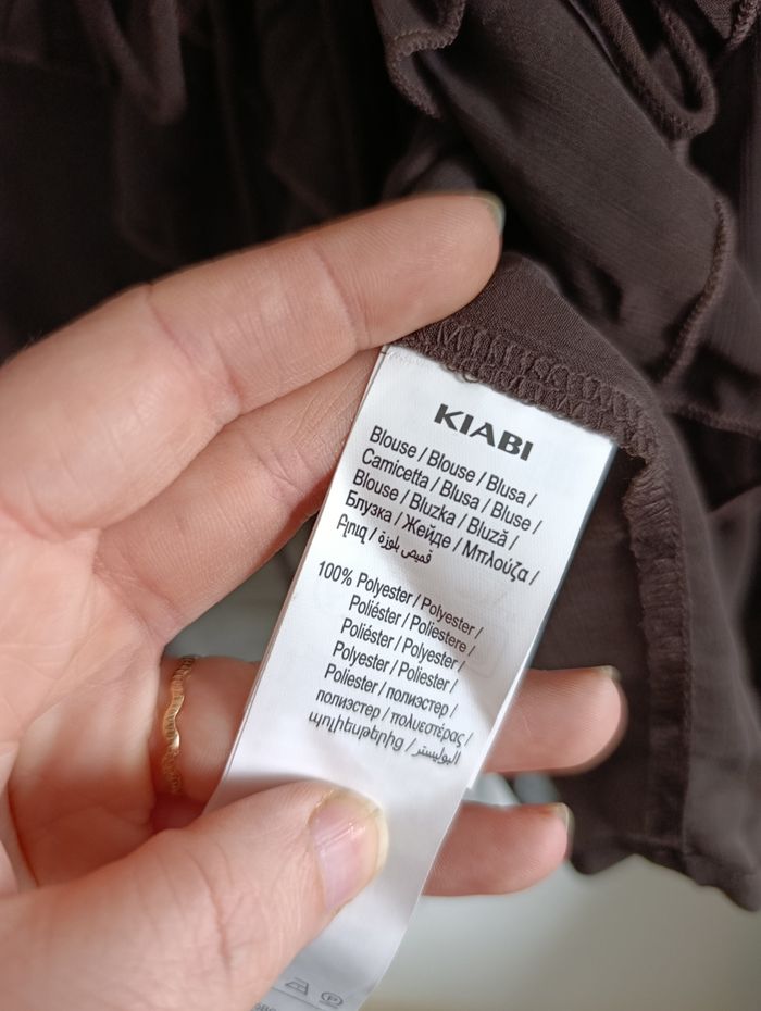Blouse volant manches longues fluide marron Kiabi - photo numéro 5