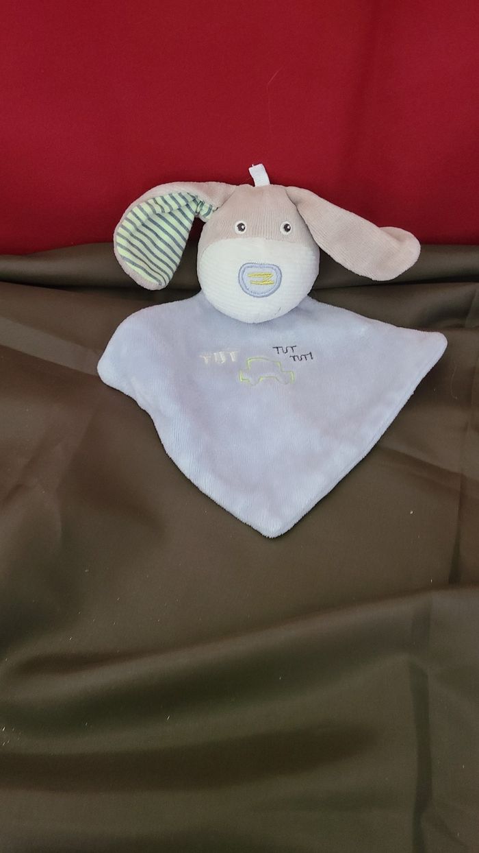 SUCRE D'ORGE DOUDOU CHIEN GRIS PLAT LOSANGE BLEU TUT