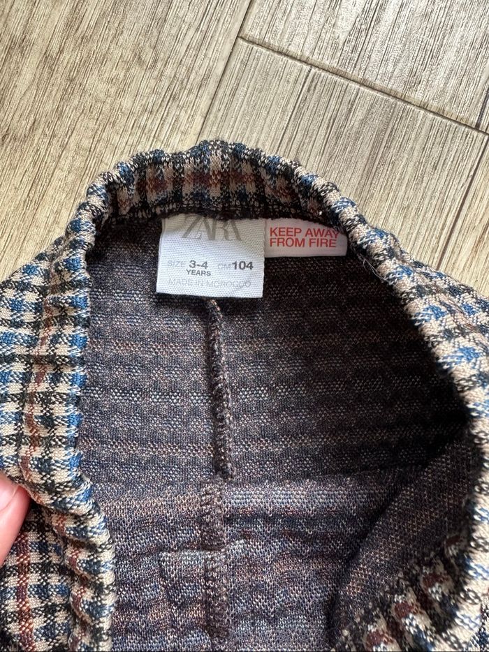 Legging à carreaux marron et bleu Zara 3/4 ans fille - photo numéro 3