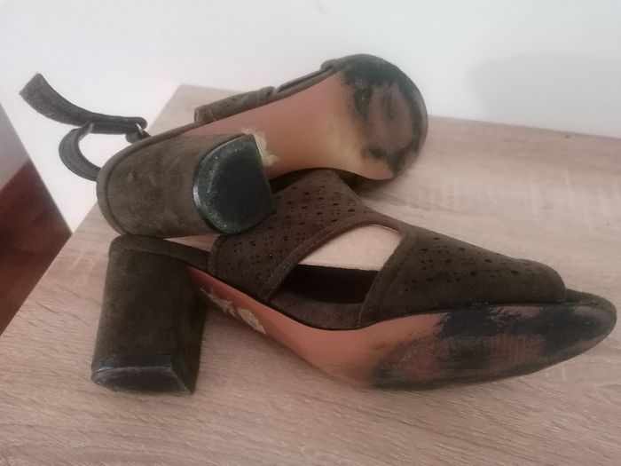 Nu pied effet daim vert kaki 40, a talon haut - photo numéro 5