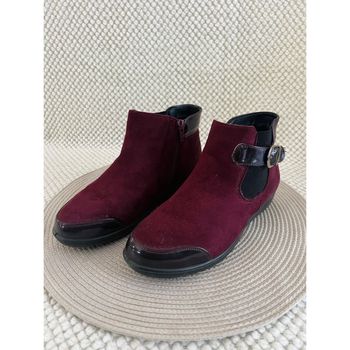Bottines velours rouge bordeaux zippées taille 37 Lady Confort