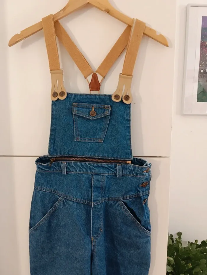 Salopette vintage taille haute bavette amovible - photo numéro 2