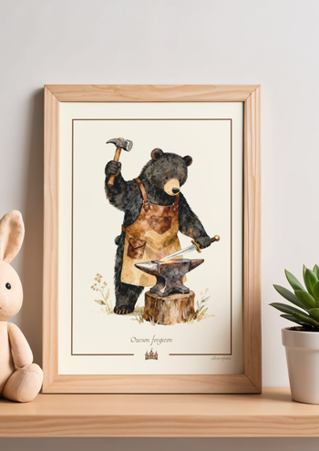 "Ourson forgeron" - Affiche pour enfants A4