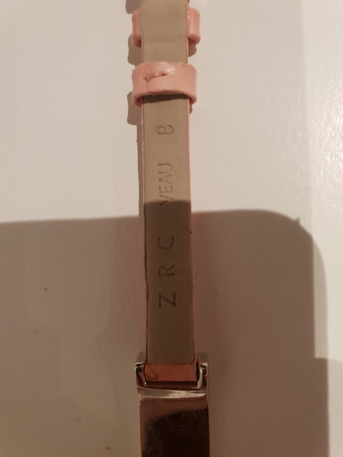 Bracelet cuir de veau rose avec oxyde de zirconium rose - photo numéro 5