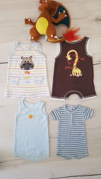 Lot de 4 combinaisons estivales garçon 3mois