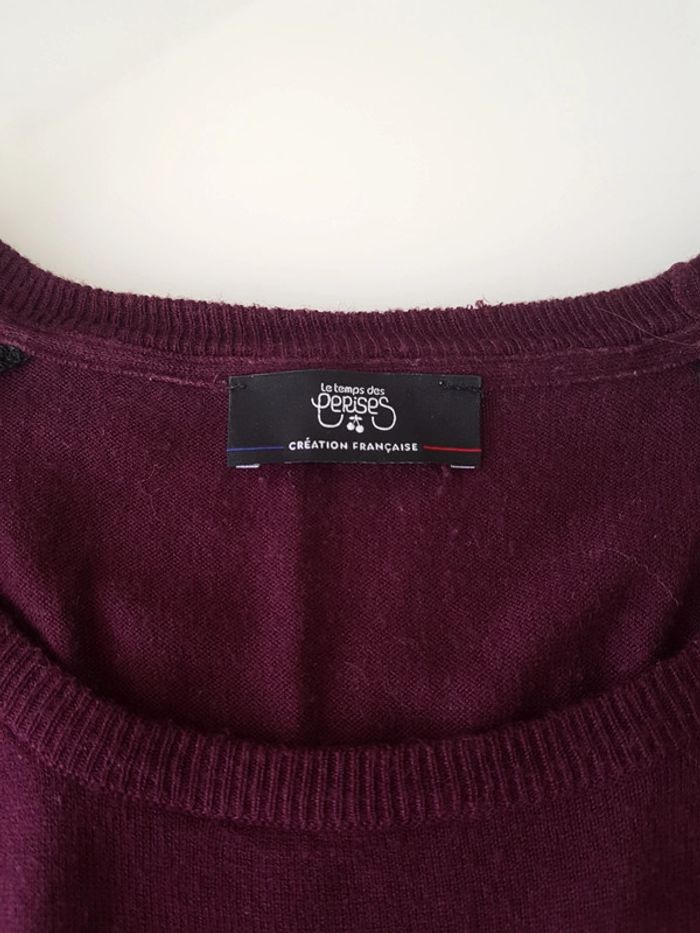 Pull avec dentelle Temps des Cerises   XL   T42 Violine/Aubergine - photo numéro 3