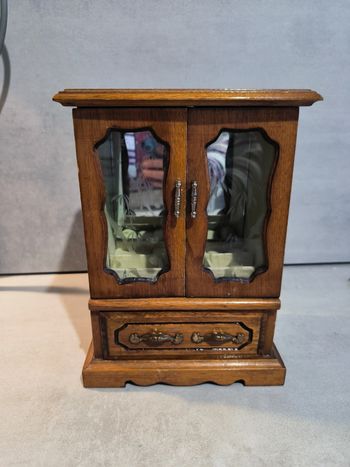 Boite à bijoux armoire en bois vintage 