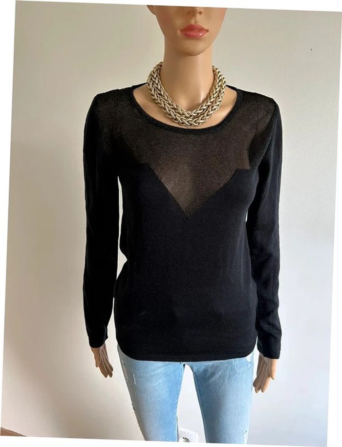 Pull noir pailleté à manches longues An'ge taille unique TBE