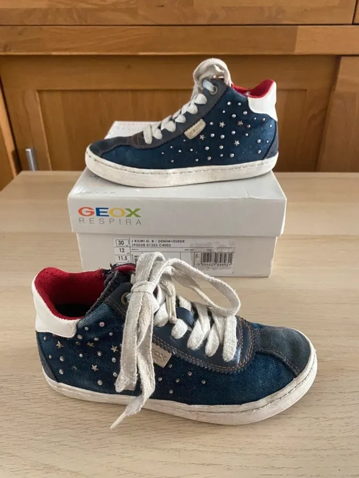 Basket montantes fille Geox jean Lacets pointure 30