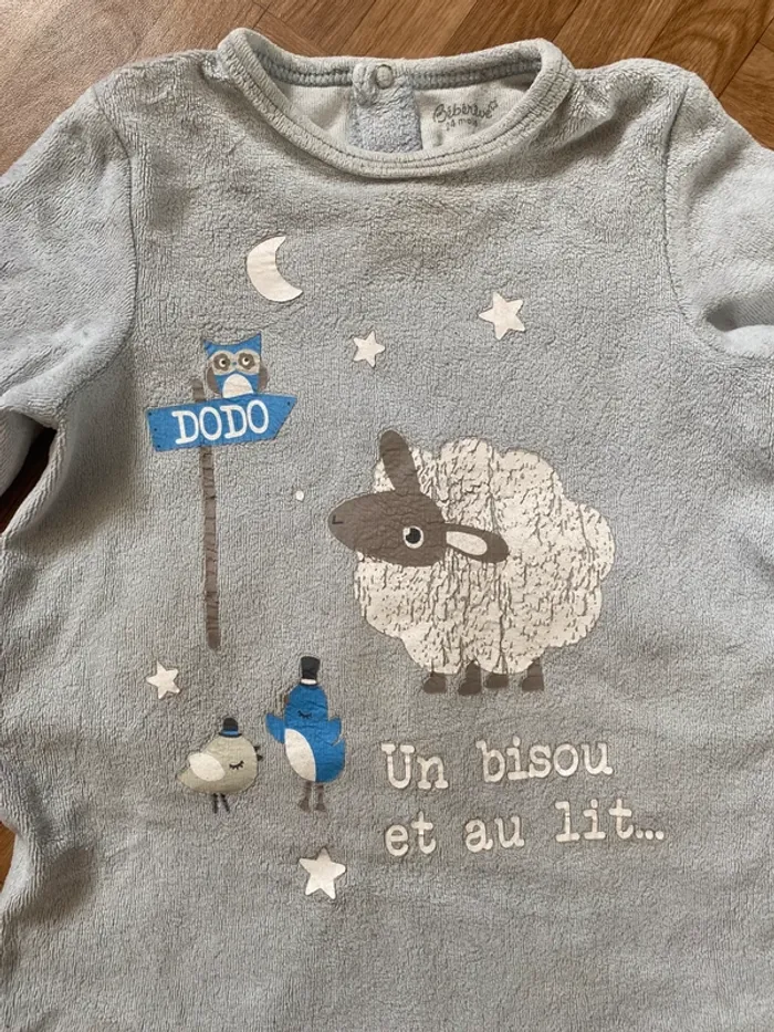 Pyjama une pièce gris taille 24 mois Bébé Rêve - photo numéro 2