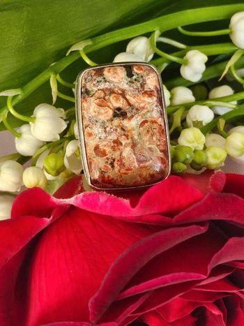 Bague en argent sterling 925 avec pierre peanut