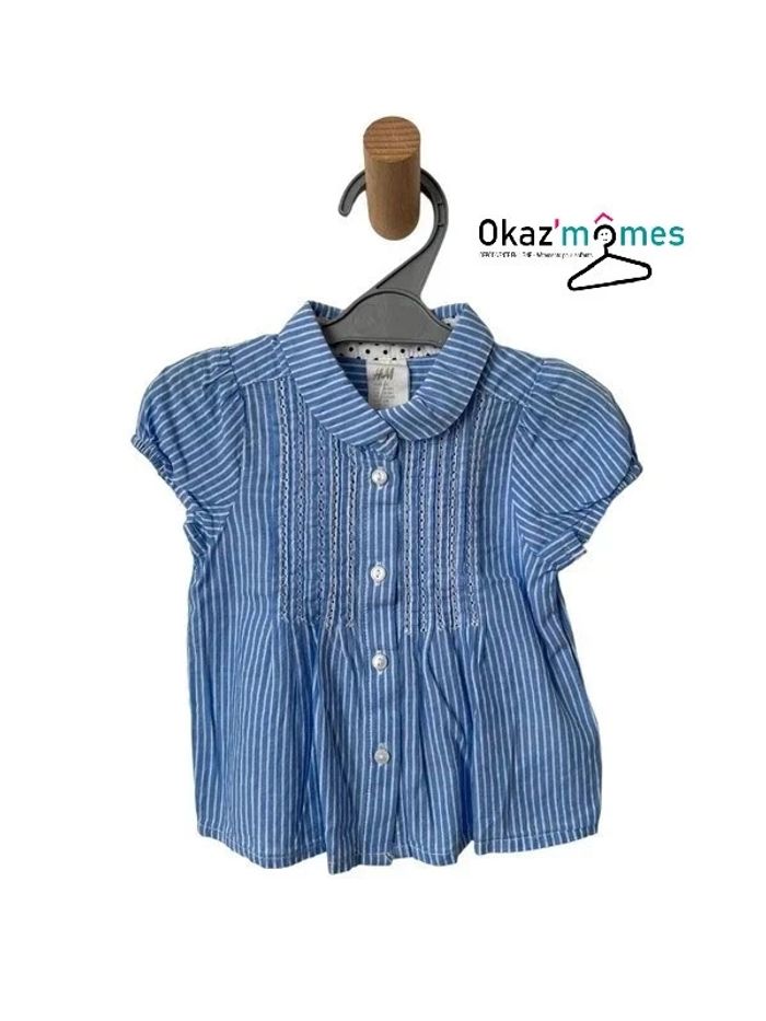 Chemise manches courtes rayée bleu et blanc - H&M 68cm / 4-6 mois
