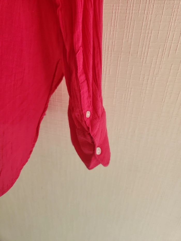 Chemise oversize effet gaze de coton rose framboise H&M XS - photo numéro 9