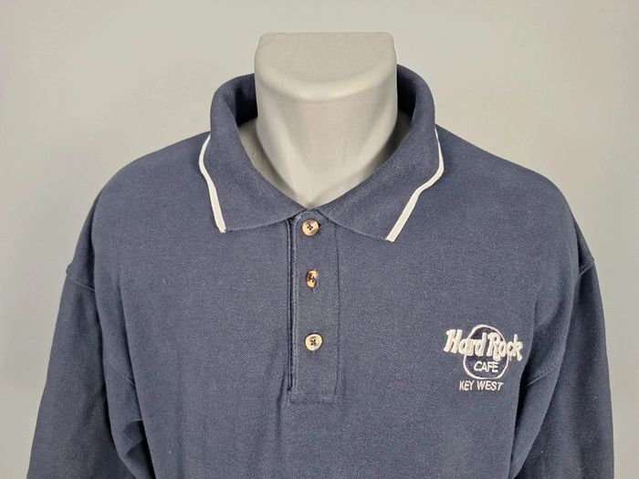 Polo hard rock cafe bleu key west - taille L - homme logo brodé (427) - photo numéro 3