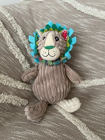 Peluche doudou 36cm les deglingos lion gris et bleu très bon état