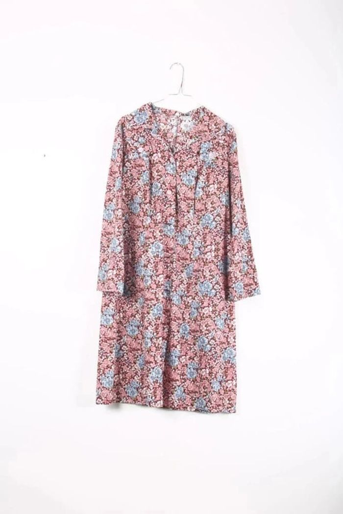 Robe ou veste maxi à fleurs vintage en 100% coton (#23337)
