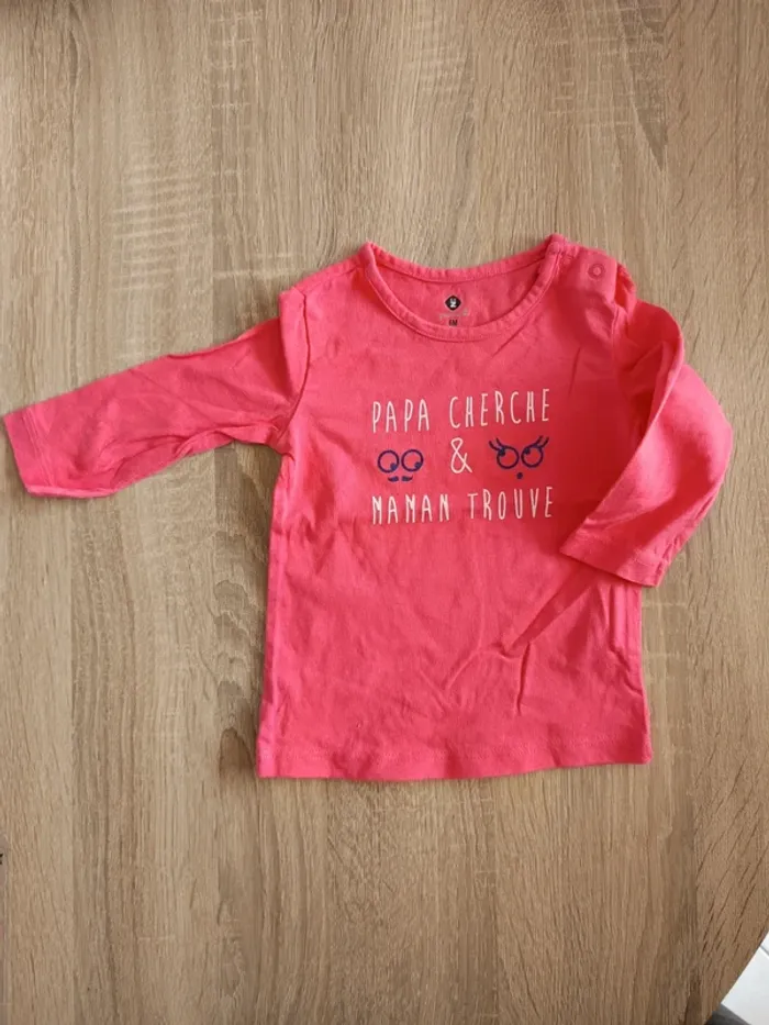 T-shirt manches longues rose Z Grain de blé pantalon noir pailleté Nano & Nanette bébé fille 6 mois - photo numéro 2