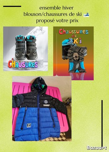 Vente ensemble.Blouson de ski 🎿 10/12ans +paire chaussures de ski 37