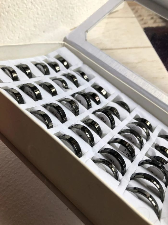 Lot de 36 bagues en acier inoxydable noir - photo numéro 2