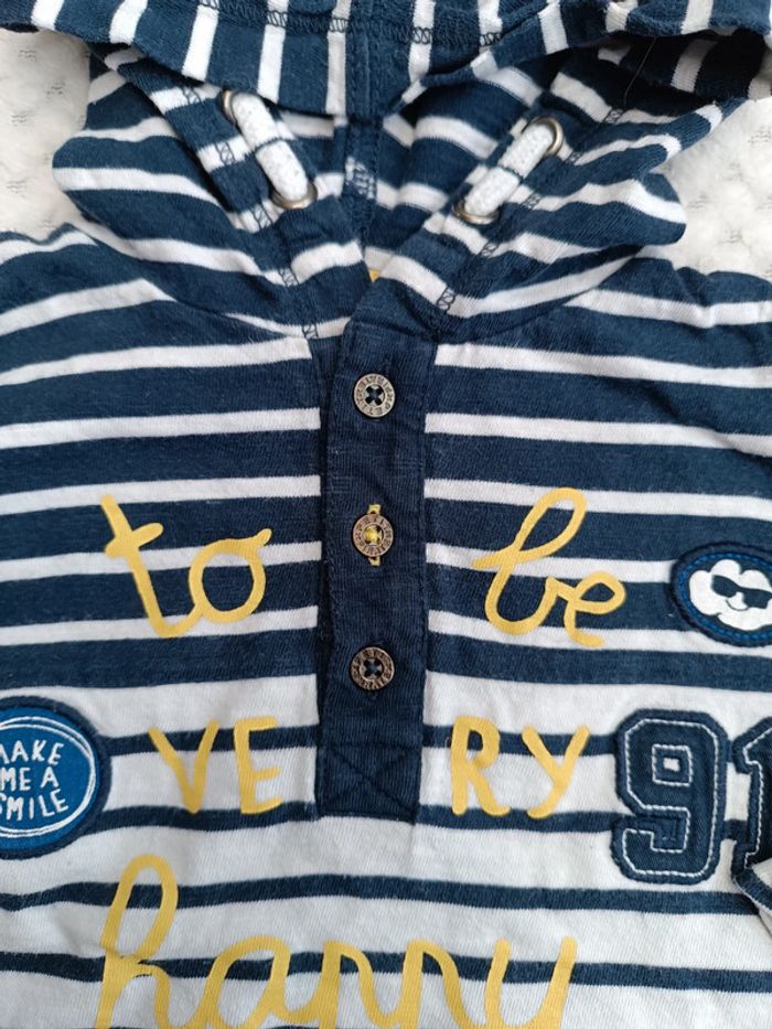 T-shirt manches longues à capuche Baby by Gémo - 12 mois 🔸 - photo numéro 2