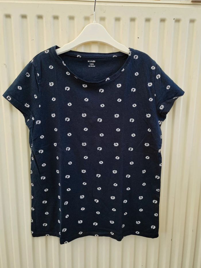 💙Tee shirt bleu à fleur 12 ans Kiabi