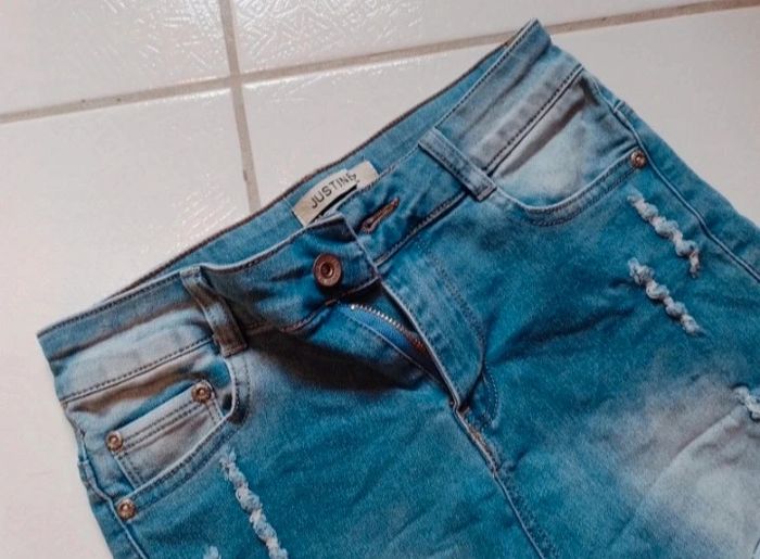 Short femme en simili jeans bleu - photo numéro 14