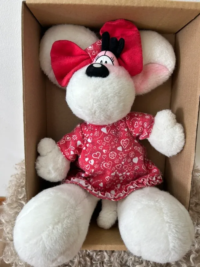 Peluche Diddlina originale – robe rouge à cœurs – vintage collector Diddl - photo numéro 10