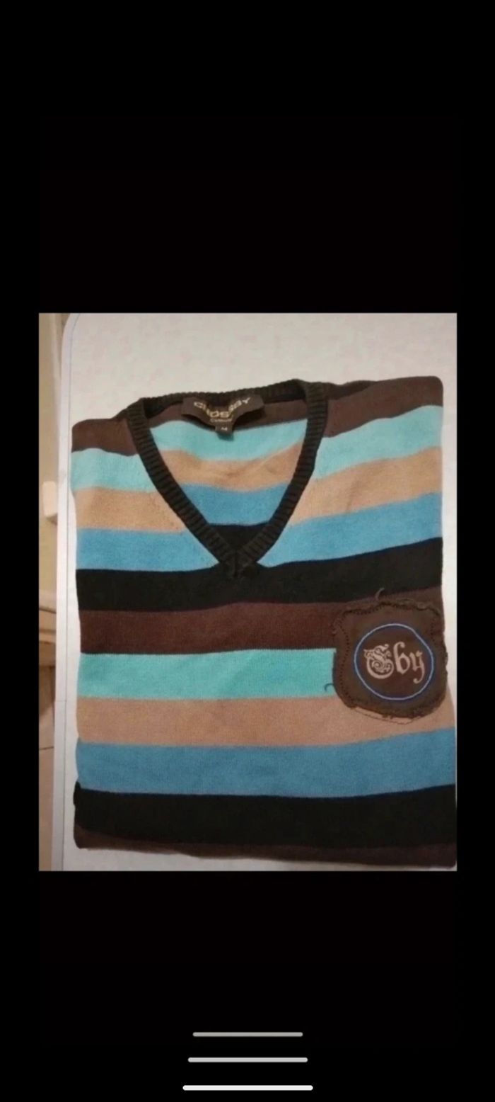 Beau pull vintage Crossby collection à rayures. Taille M - photo numéro 2