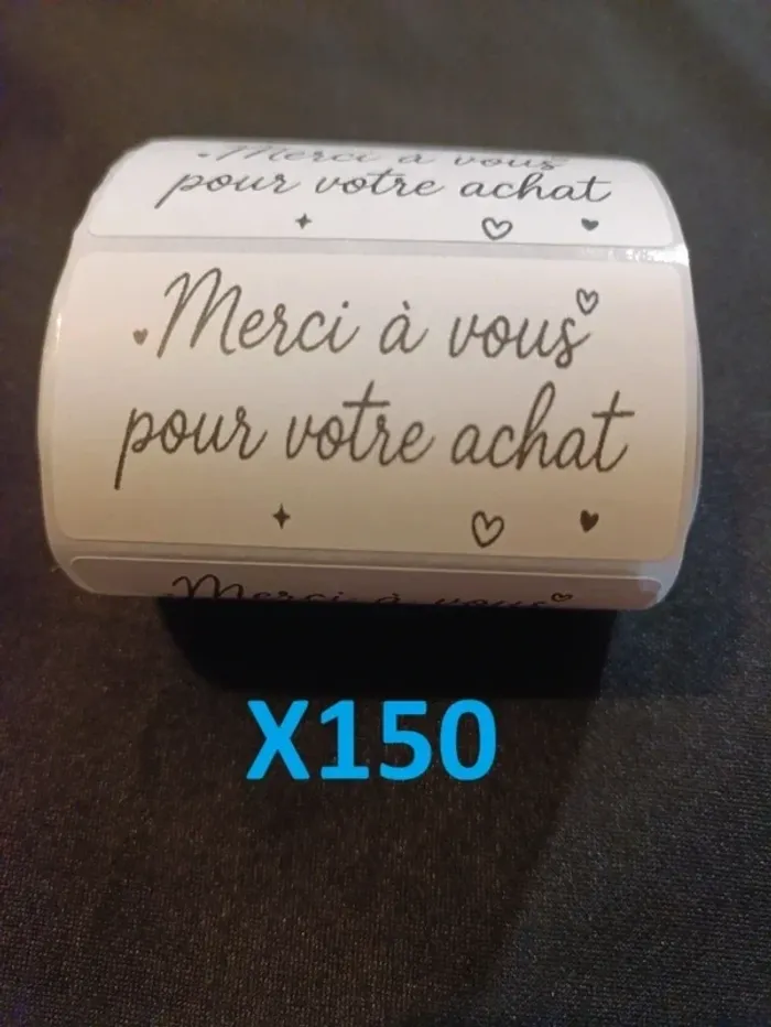 Lot de 150 étiquettes “Merci à vous pour votre achat” 60×30 mm Idéal pour emballages - photo numéro 2