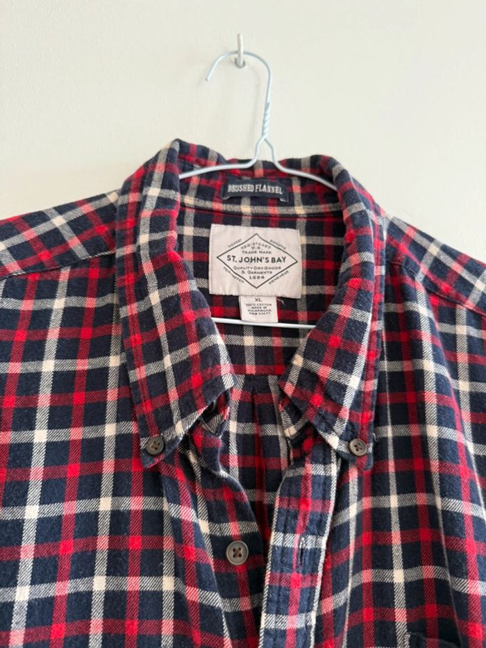 Chemise / surchemise Saint John’s bay coton / flanelle taille XL couleur rouge & marine - photo numéro 3
