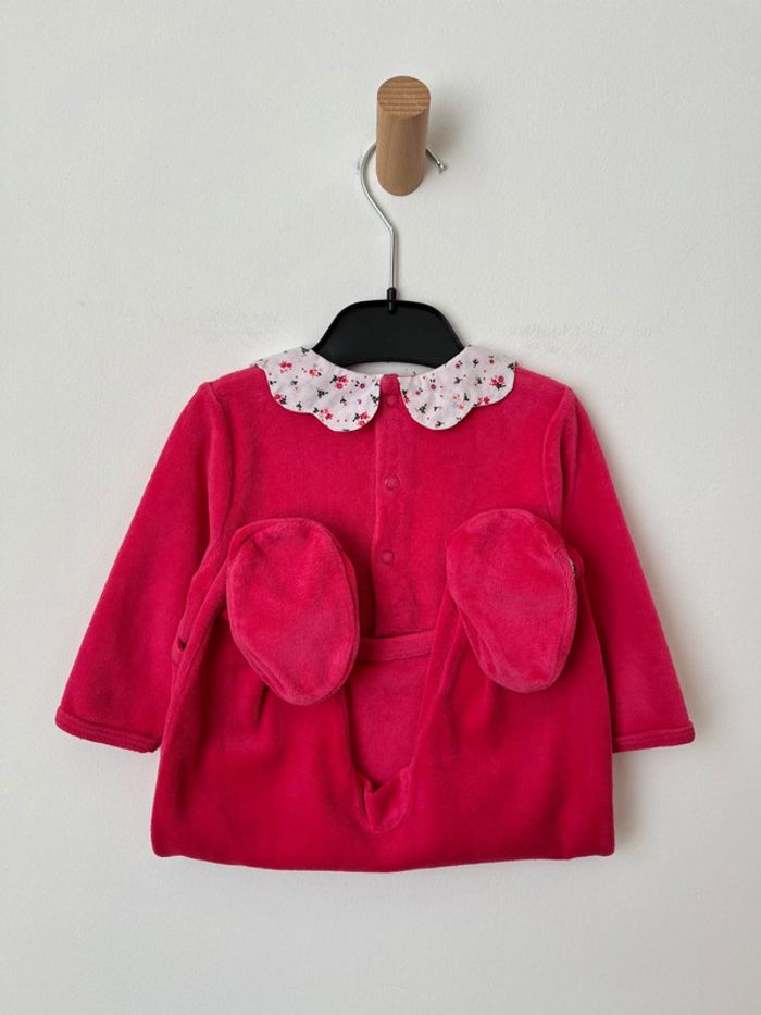Pyjama (dors-bien) en velours rose fuchsia à col claudine fleuri - La Redoute 9 mois - photo numéro 6