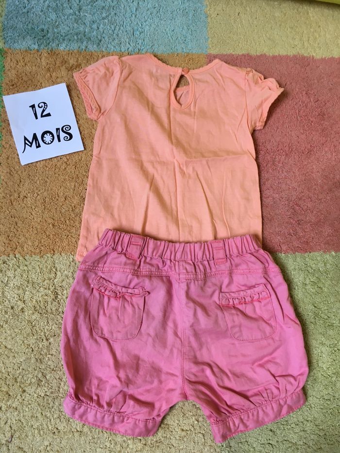 Ensemble tee-shirts et short été - 12 mois- TBE - photo numéro 6