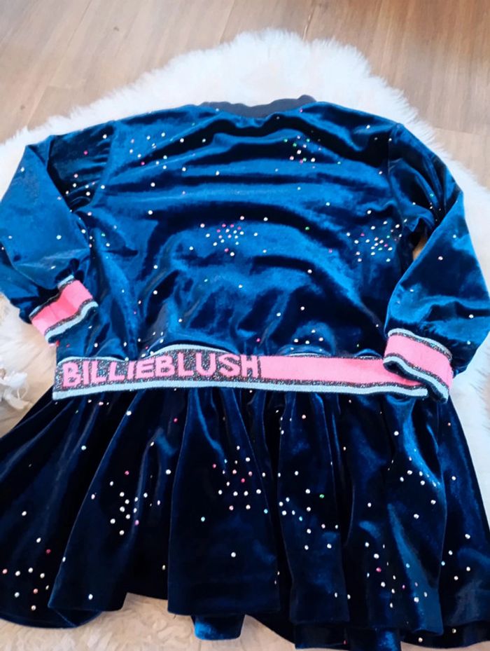 Billieblush 💖 robe en velours marine bande rose 4 ans - photo numéro 7