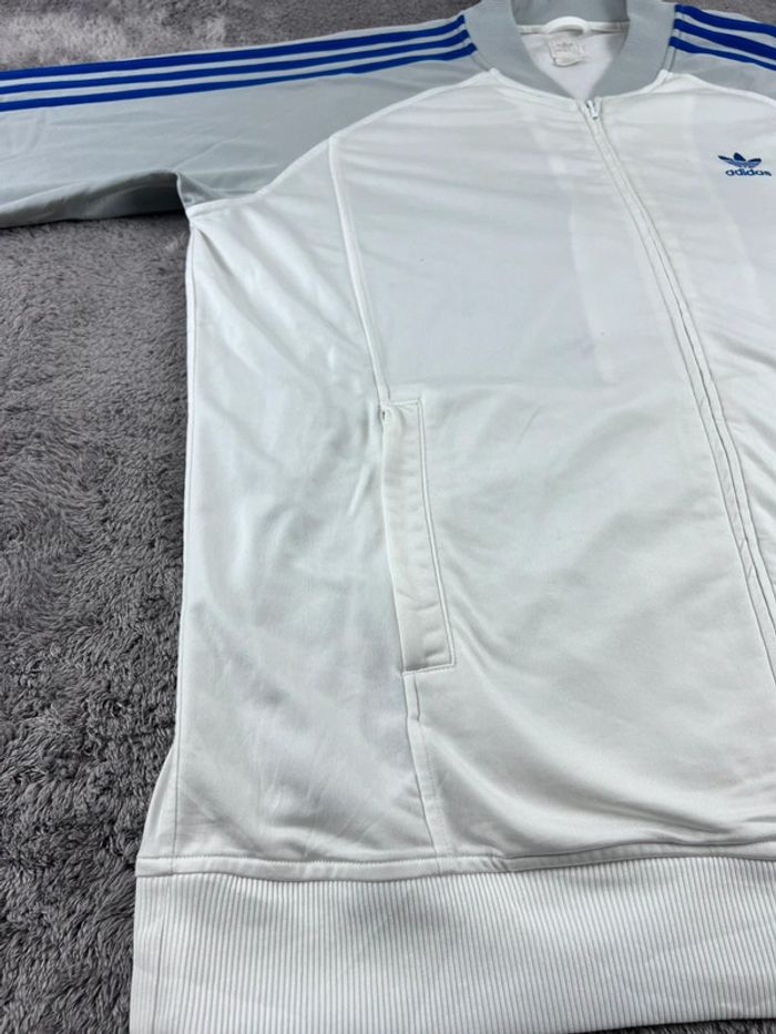 Veste vintage Adidas logo brodé 2006 blanche grise et bleu marine Taille L - photo numéro 10