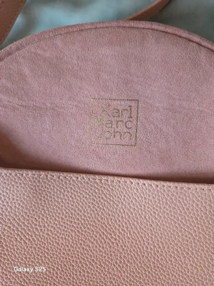Petit sac rond rose velours cuir - photo numéro 2