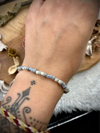 Bracelet en perle de rocaille blanc - élastique - ethnique