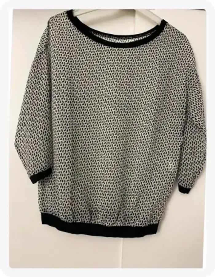 Blouse imprimée noir et blanc manches 3/4 Robin