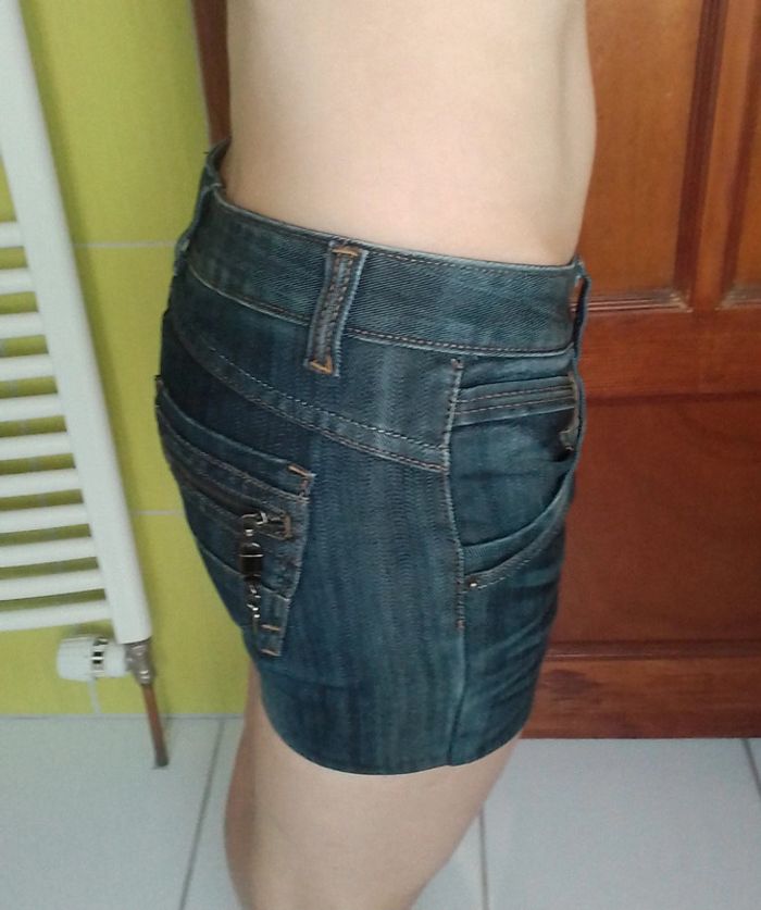 Short en simili jeans femme bleu Cherry - photo numéro 4