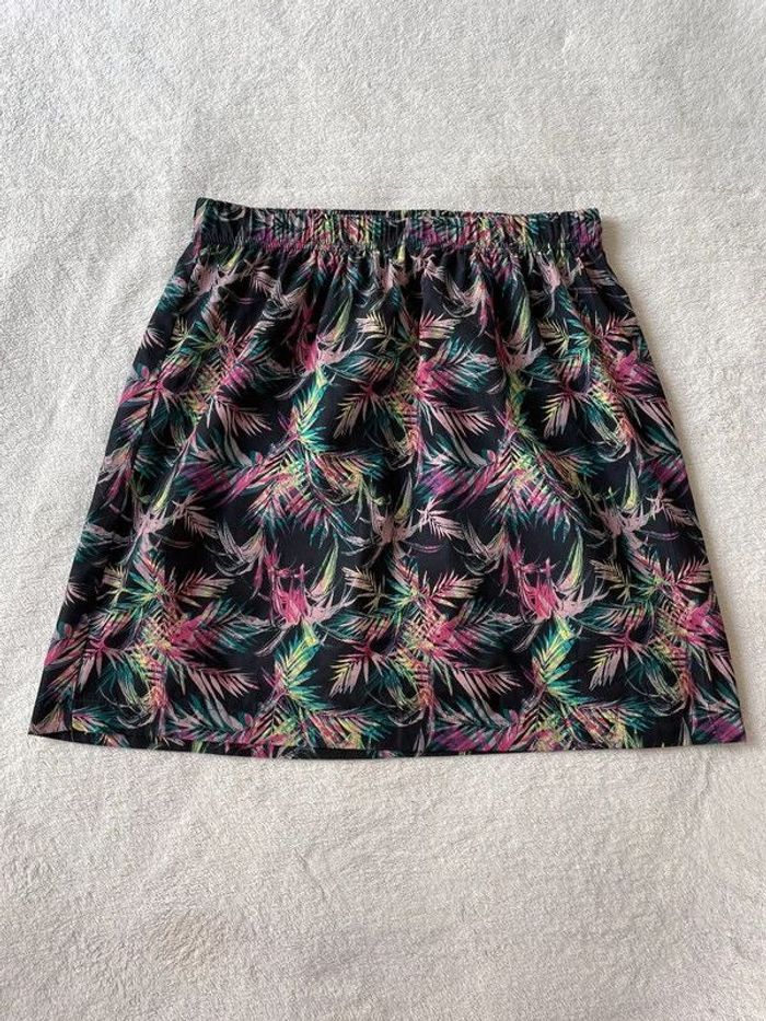 Jupe fluide doublée motifs fleurs colorées été ceinture élastique