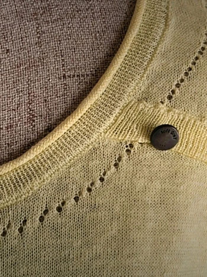 Pull léger en lin jaune vert anis La Redoute S 36 - photo numéro 5