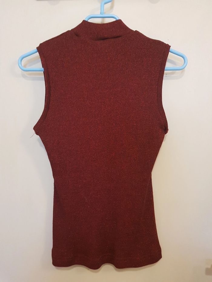 T-shirt sans manches / débardeur rouge à paillettes - photo numéro 5
