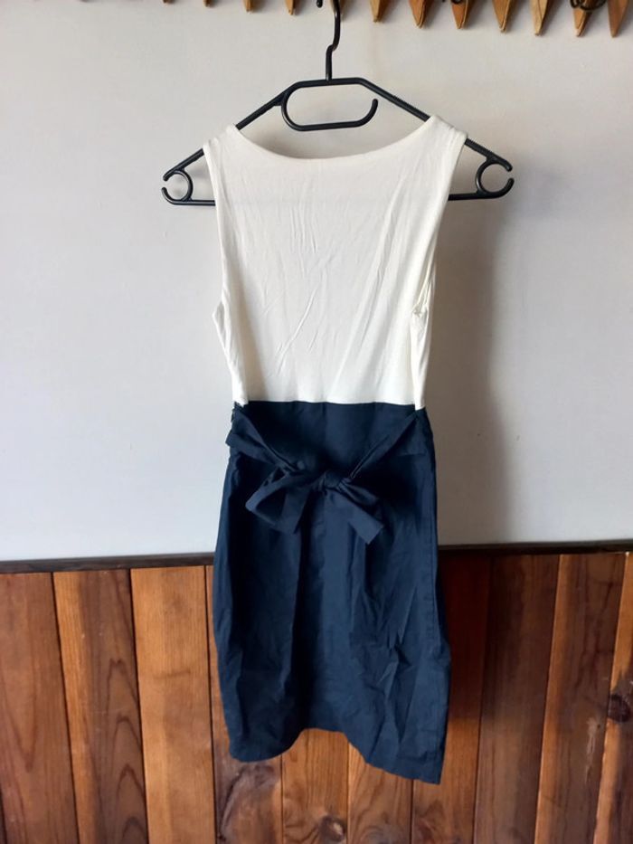 Robe bi-matière bleu/blanc - photo numéro 2
