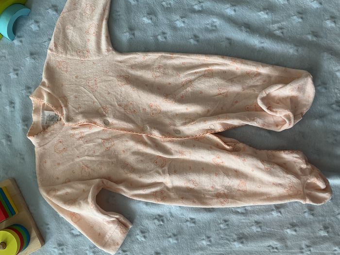 pyjama grenouillère en velours abricot à motifs ouverture devant 6 mois - photo numéro 4