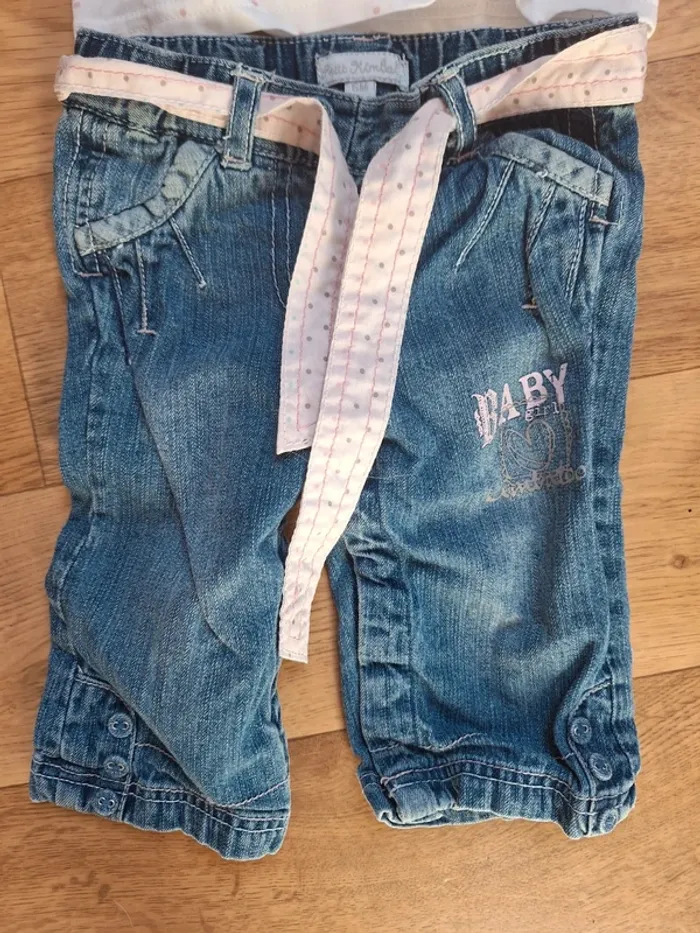 Ensemble t-shirt et jean fille en 6mois - photo numéro 2