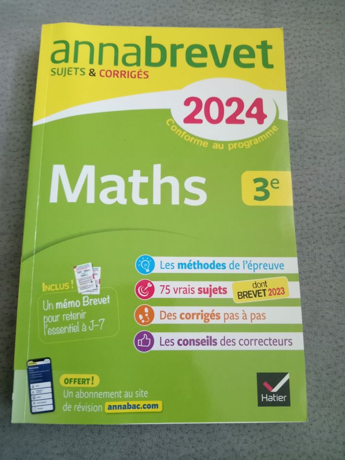 Lot de 5 manuels 4 annales de brevet + 1 livre avec les fiches détachables - photo numéro 8