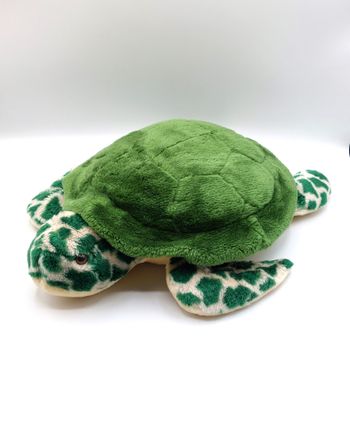 Grande peluche tortue beige vert 42 cm doudou vintage yeux durs