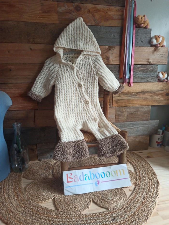 Combinaison laine fait main tbe 12 18 mois