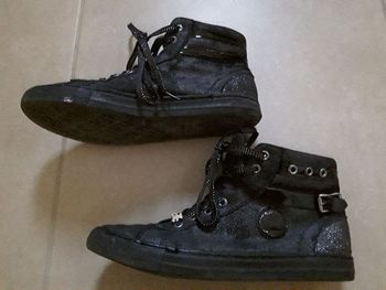 Bottillons / sneakers noirs à paillettes femme en 40 LULU CASTAGNETTE TBE