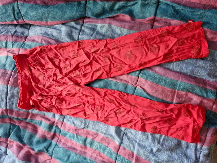 Superbe pantalon taille réglable rose rosaces brillantes - photo numéro 2
